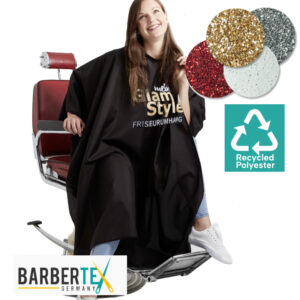 XXL Friseurumhang mit Glitzer Logo