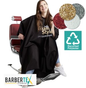 XXL Friseurumhang mit Glitzer Logo